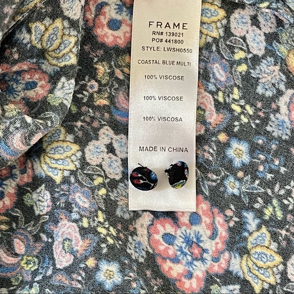 Frame Multicolor Floral Print One-Shoulder Top Size M - Picture 12 of 12